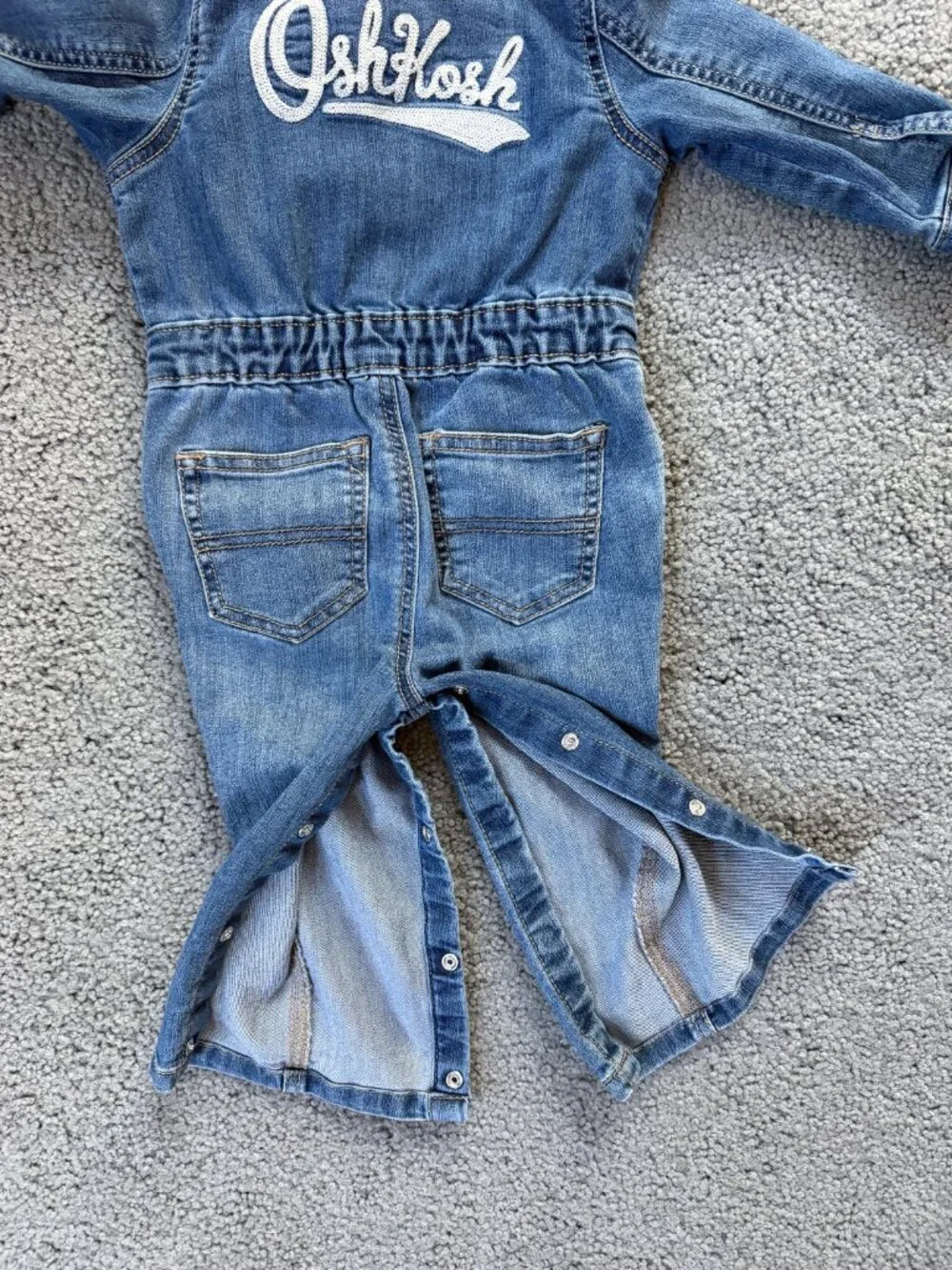 OshKosh B'gosh Denim Button-Front Jumpsuit - Size 18M - Excel. Pre-own Condition